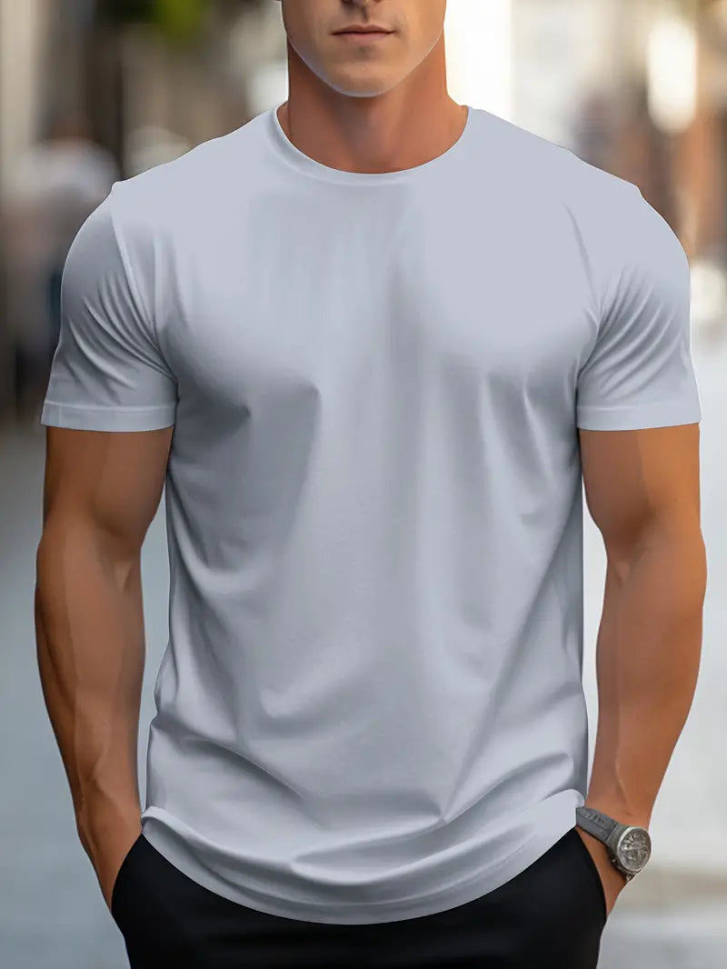 Ewen | Camiseta Ajustada de Cuello Redondo de Manga Corta