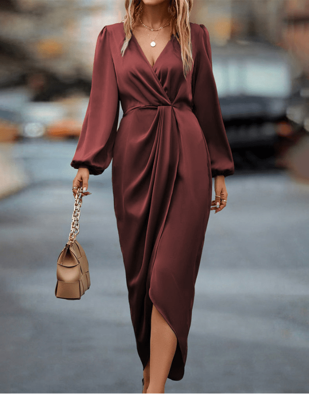 Marguerite | Robe Croisée Chic à Manches Longues