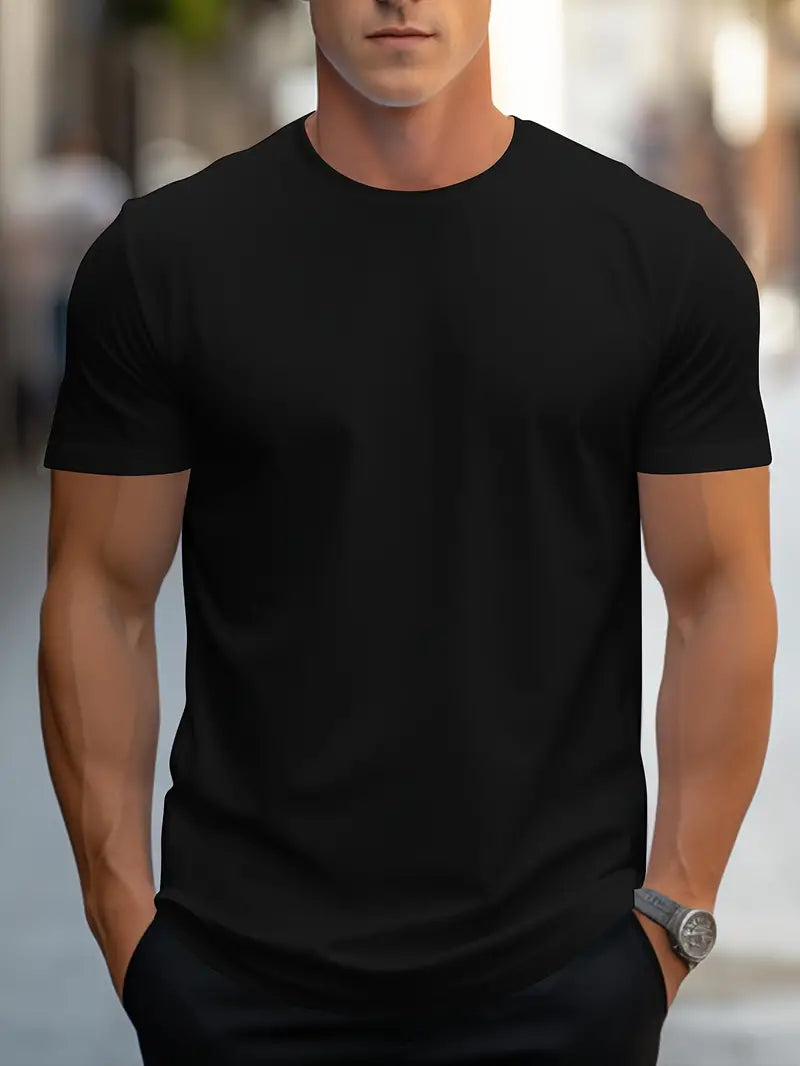 Ewen | Camiseta Ajustada de Cuello Redondo de Manga Corta