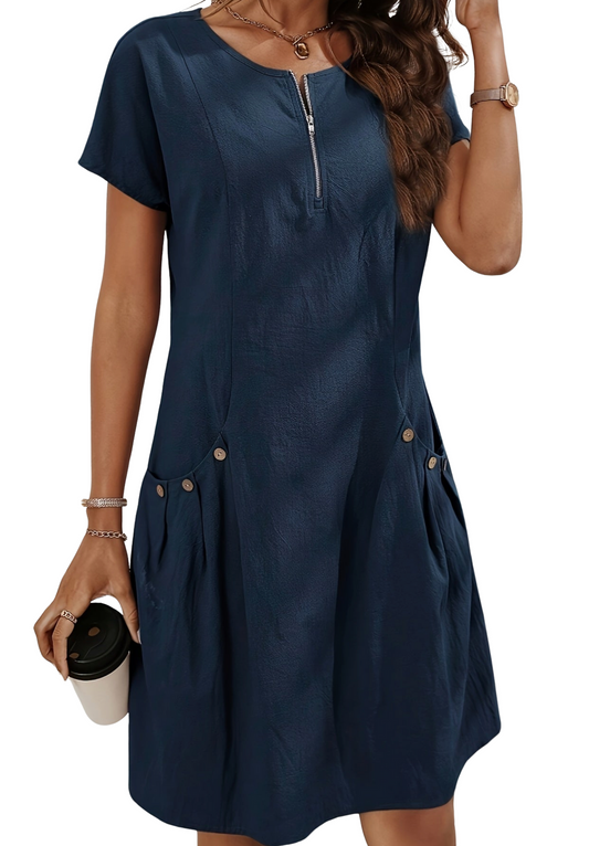 Marie | Casual Dress – Lichtheid en Moderne Rits 