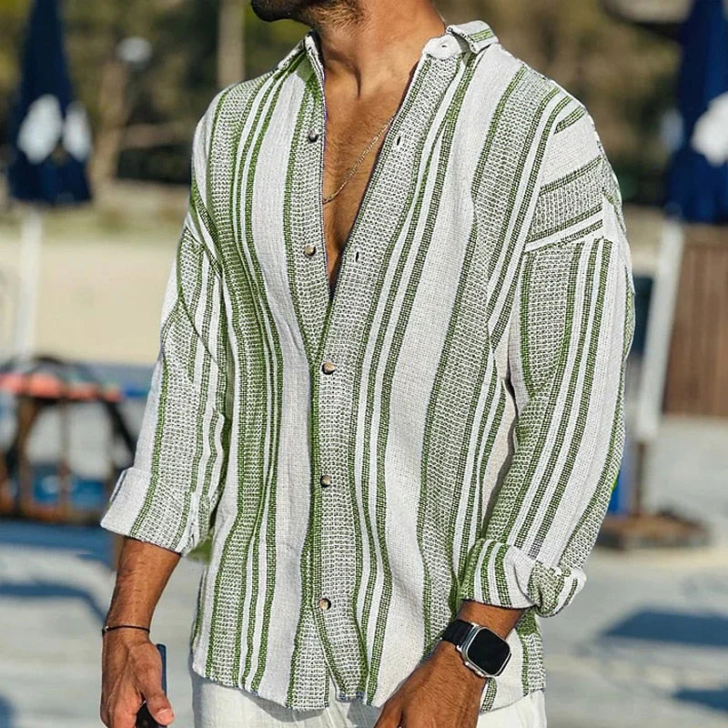 Elias | Camicia Striata Elegante a Maniche Lunghe 
