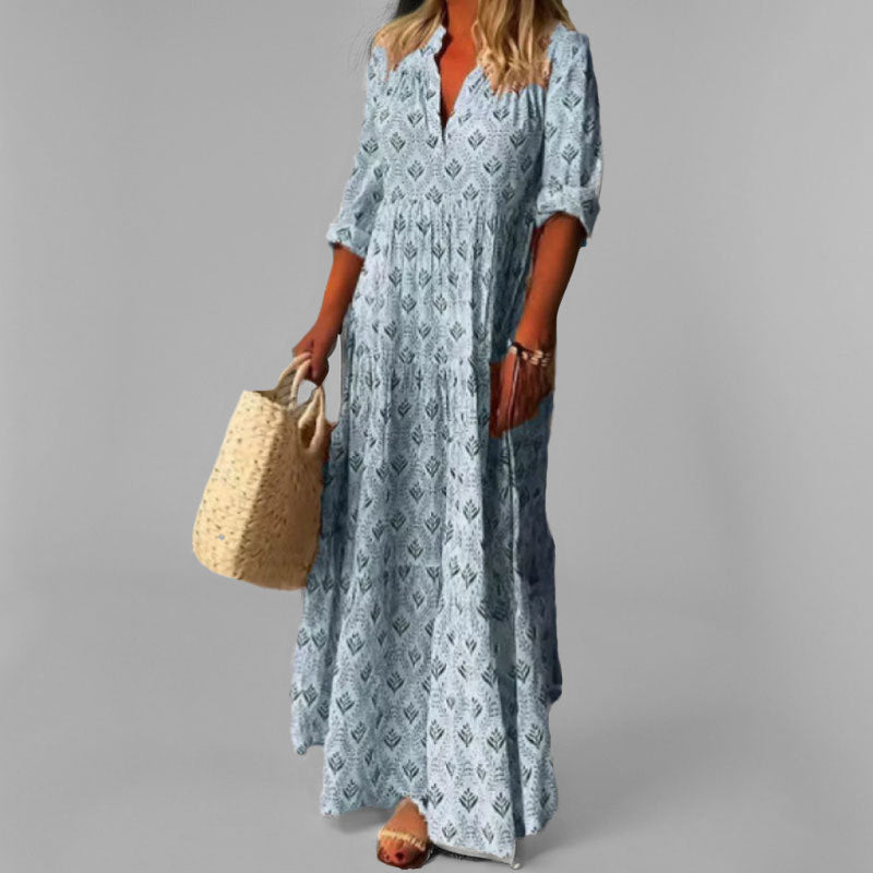 Chiara | Pitkä Boheemi Mekko – Mukavuus ja Luonnollinen Eleganssi 