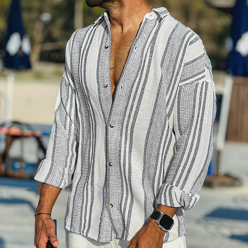 Elias | Camicia Striata Elegante a Maniche Lunghe 