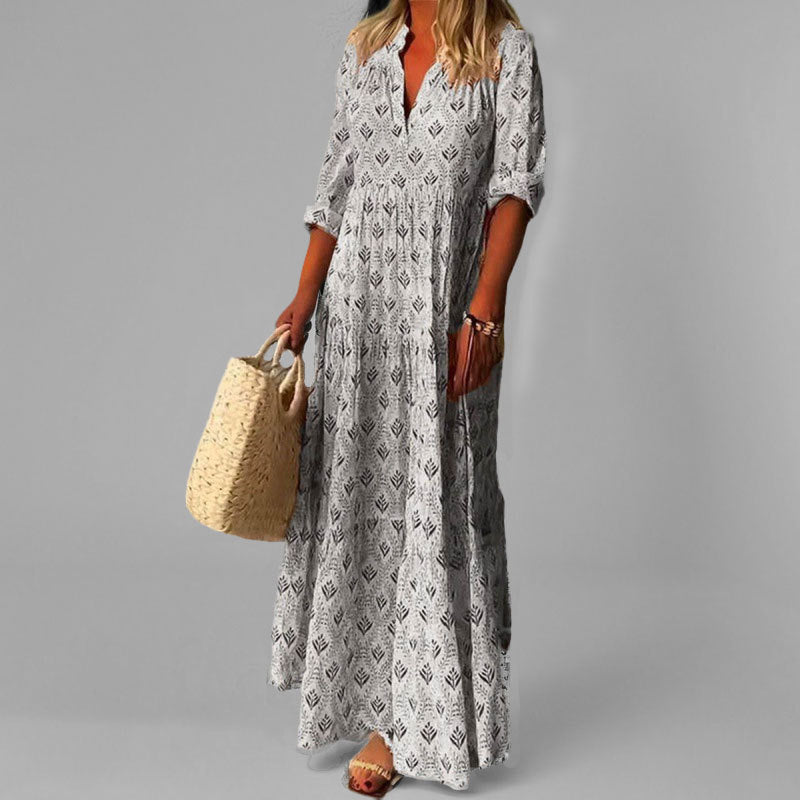 Chiara | Pitkä Boheemi Mekko – Mukavuus ja Luonnollinen Eleganssi 