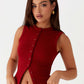 Isabelle | Top Fără Mâneci Cu Butoane – Eleganță Relaxată 