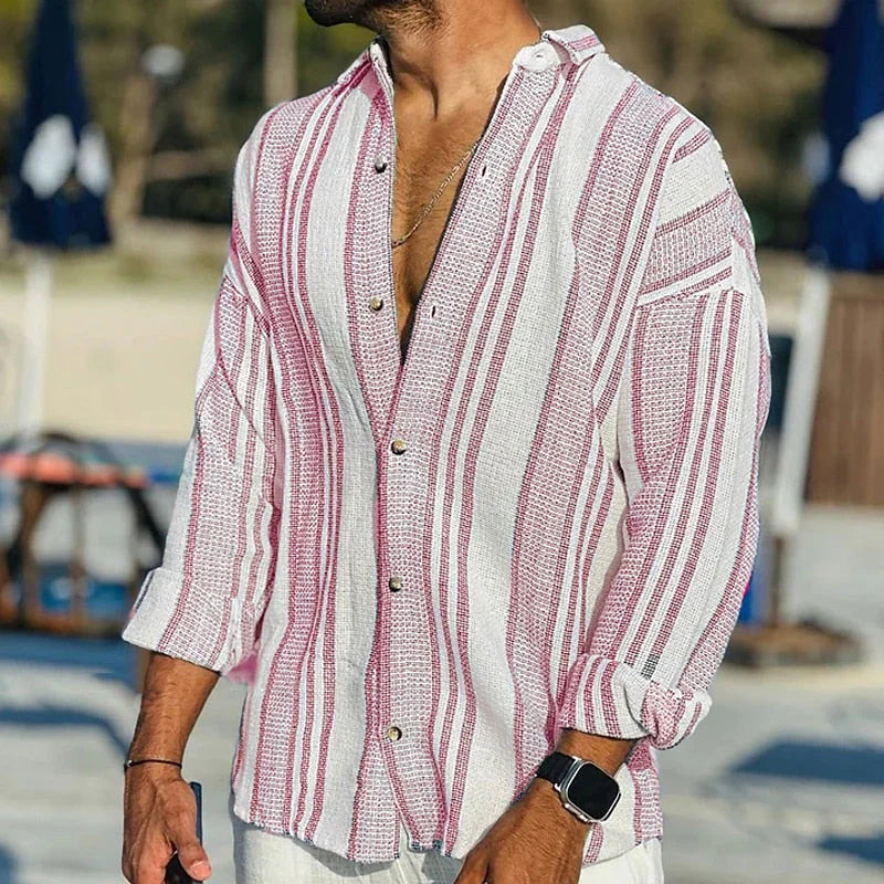 Elias | Camicia Striata Elegante a Maniche Lunghe 