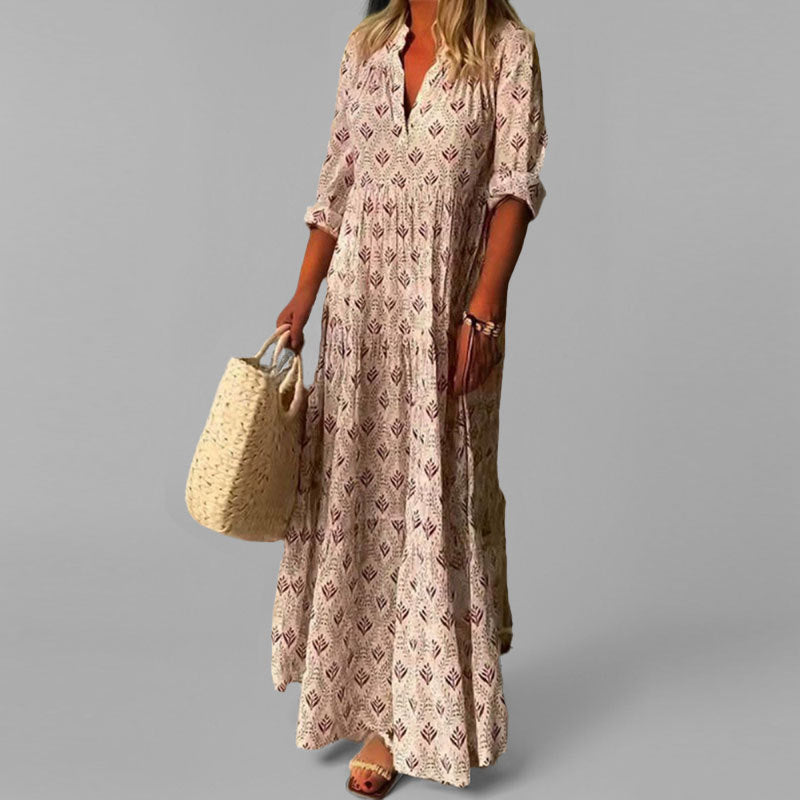 Chiara | Pitkä Boheemi Mekko – Mukavuus ja Luonnollinen Eleganssi 