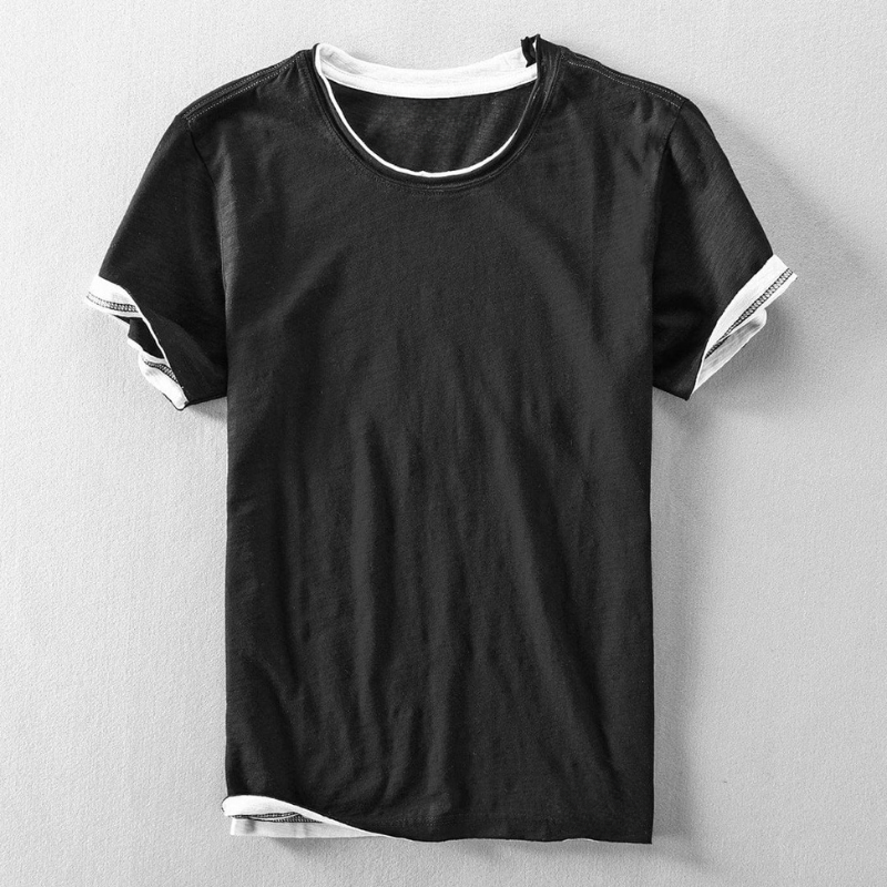 Fabio | T-shirt med rund hals och synliga ärmslut 