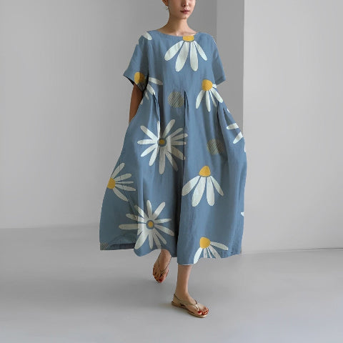 Dorothée | Long Dress with Patterns – Loose and Trendy Cut 