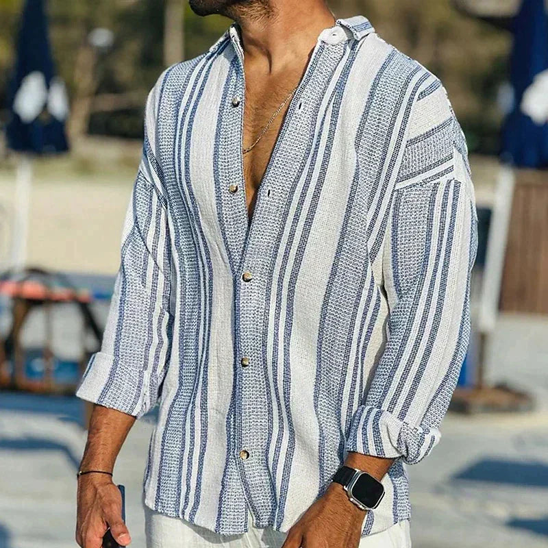 Elias | Camicia Striata Elegante a Maniche Lunghe 