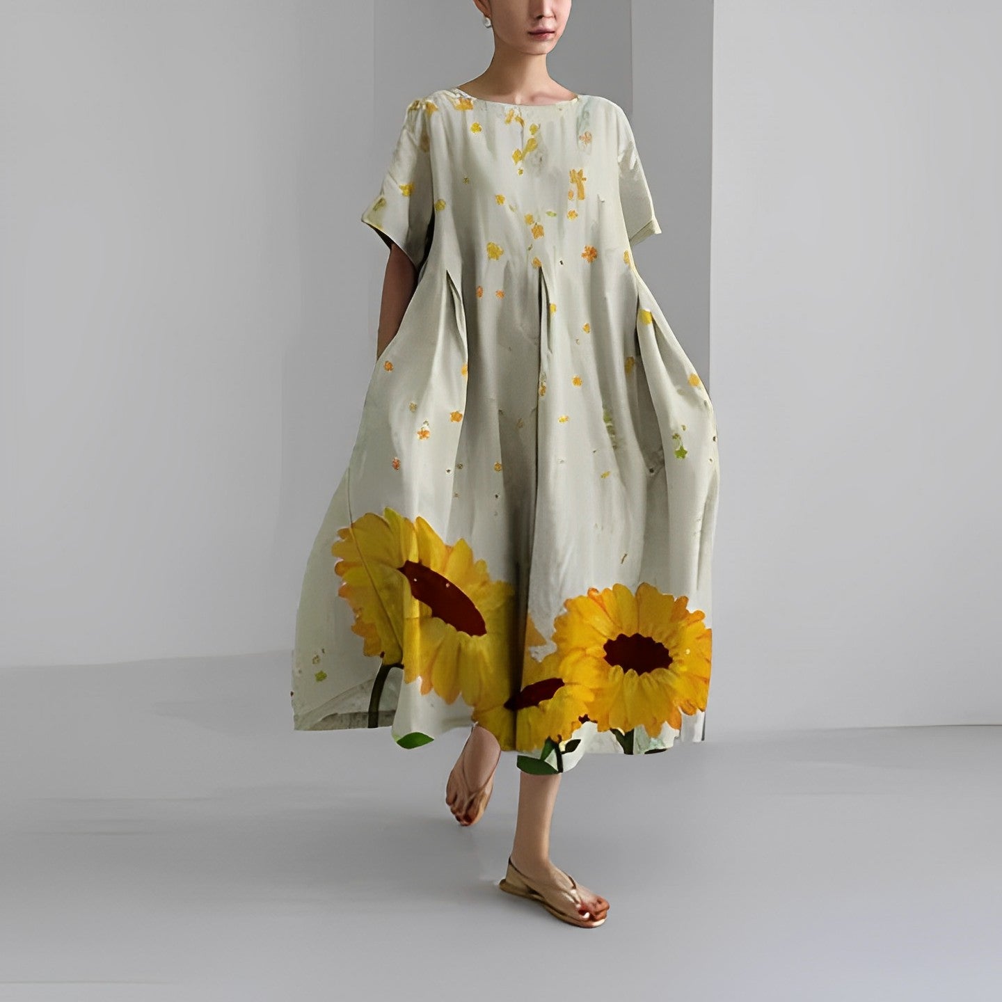 Dorothée | Long Dress with Patterns – Loose and Trendy Cut 
