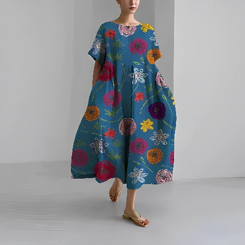Dorothée | Long Dress with Patterns – Loose and Trendy Cut 