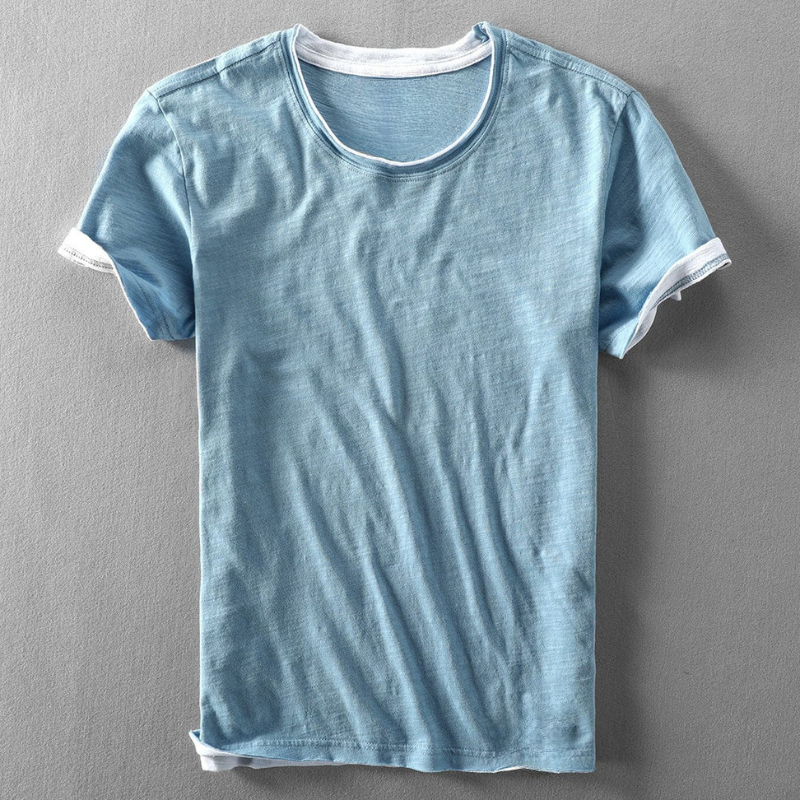 Fabio | T-shirt med rund hals och synliga ärmslut 