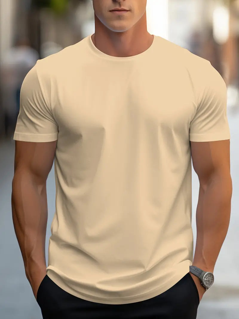 Ewen | Camiseta Ajustada de Cuello Redondo de Manga Corta 