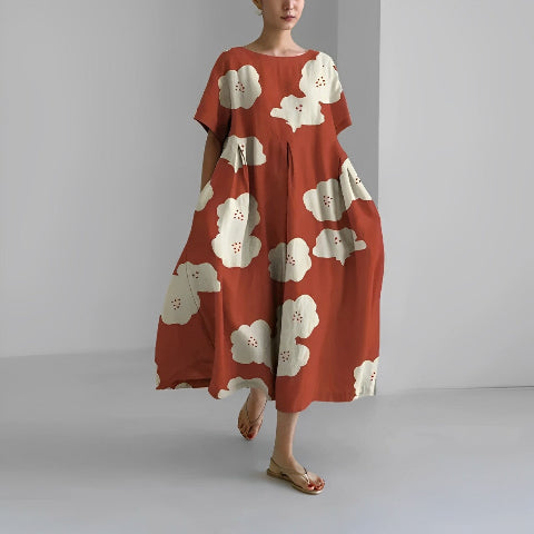 Dorothée | Long Dress with Patterns – Loose and Trendy Cut 