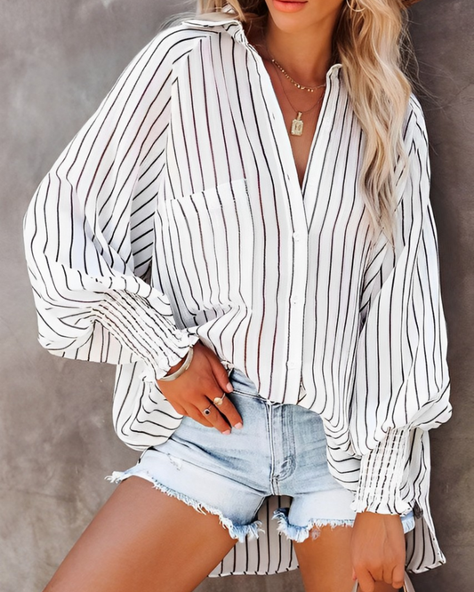 Lamia | Cămașă Largă Femei – Dungi Chic Și Stil Relaxat 