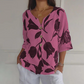 Jeanne | Elegant Floral Blouse – Central Buttoning and Short Sleeves 