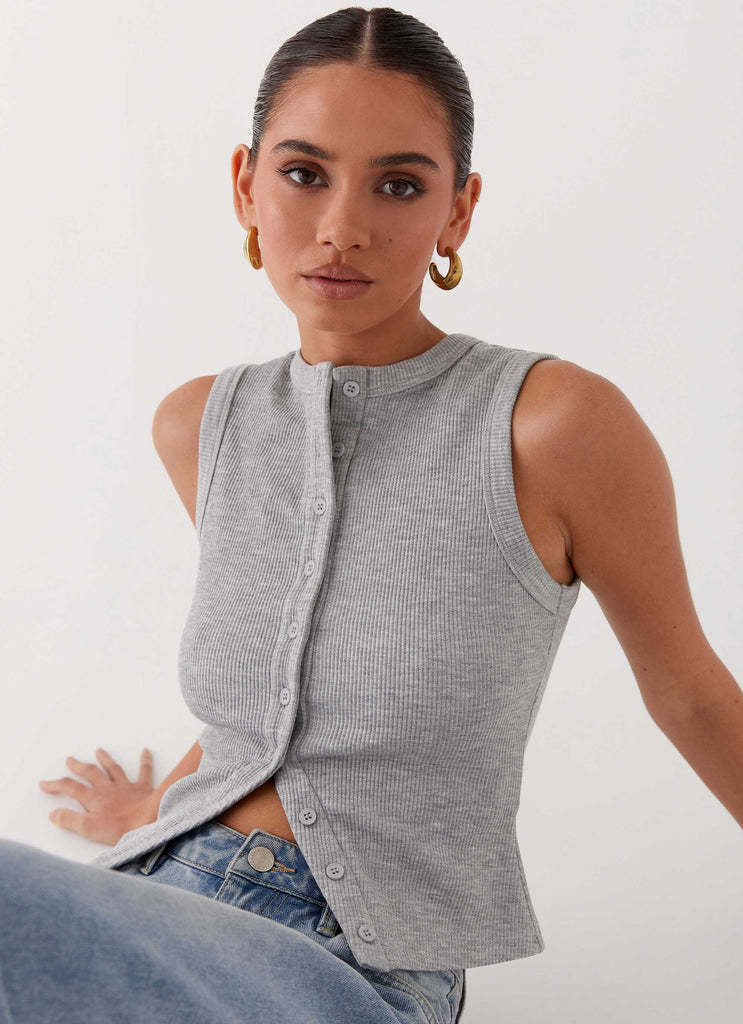 Isabelle | Top Fără Mâneci Cu Butoane – Eleganță Relaxată 