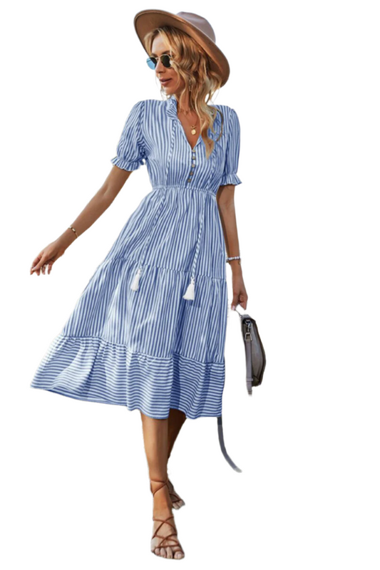 Freja | Bohemsk Chic Kjole med Striper 