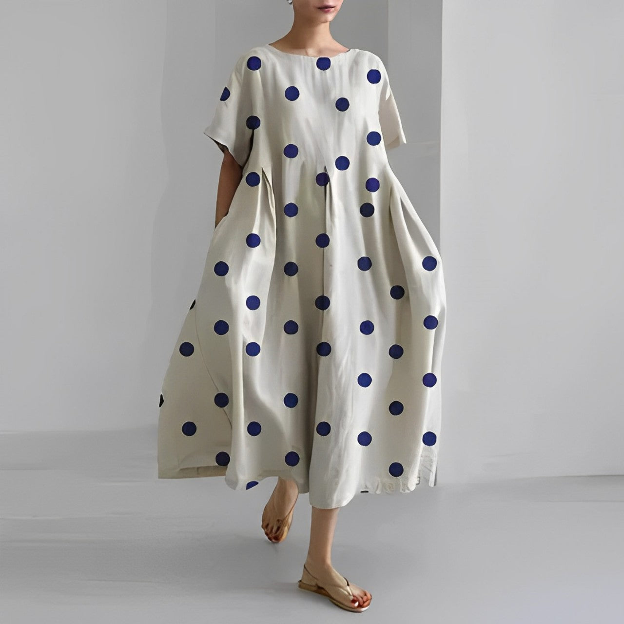 Dorothée | Long Dress with Patterns – Loose and Trendy Cut 