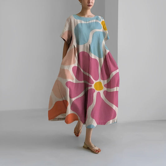 Claire | Rochie Largă Imprimată – Stil Relaxat și Colorat 