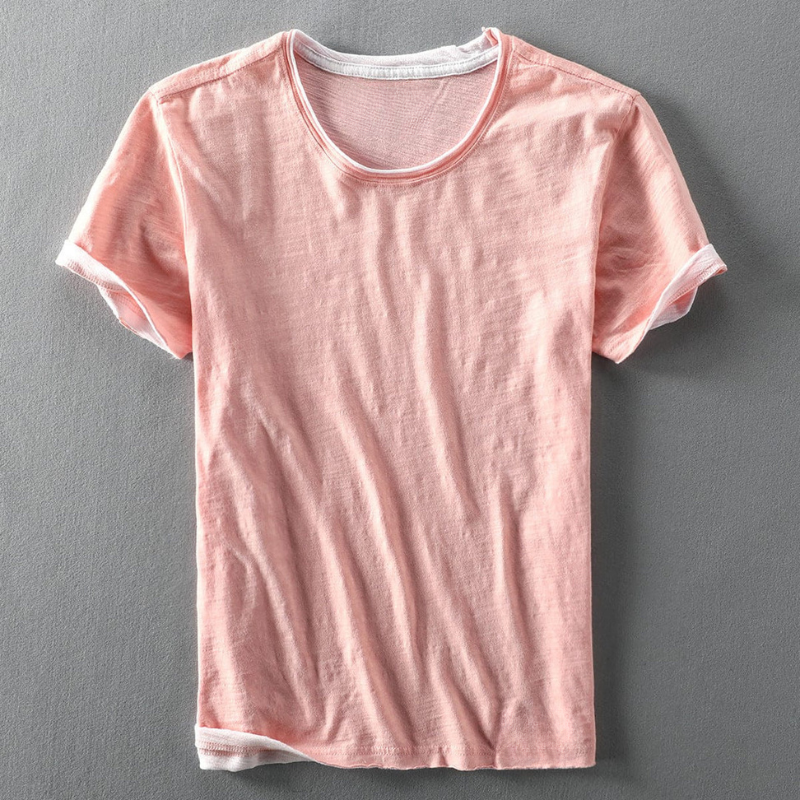 Fabio | T-shirt med rund hals och synliga ärmslut 