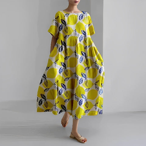 Dorothée | Long Dress with Patterns – Loose and Trendy Cut 