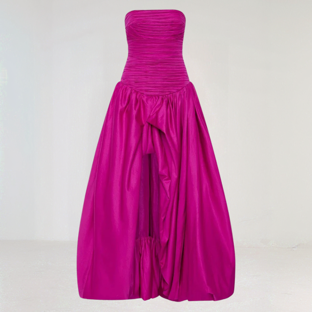 Anita | Long Dress Flared – Straight Neckline and Voluminous Hem 